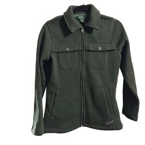 Woolrich Jacket Women's Petite‎ M Green Zip Long Sleeve Sweater Jacket